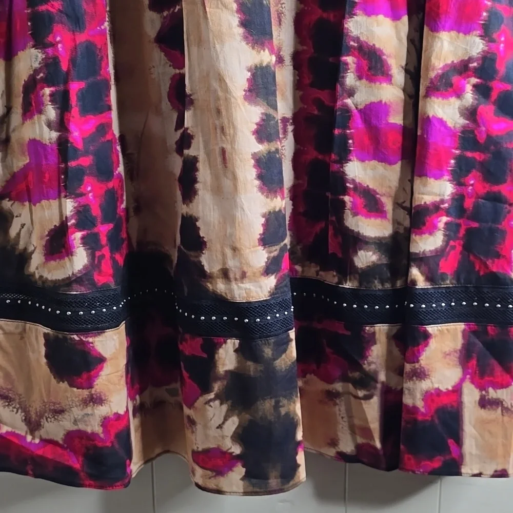 DKNY Women's Leaf Print A-Line Skirt Large - Picture 6 of 16